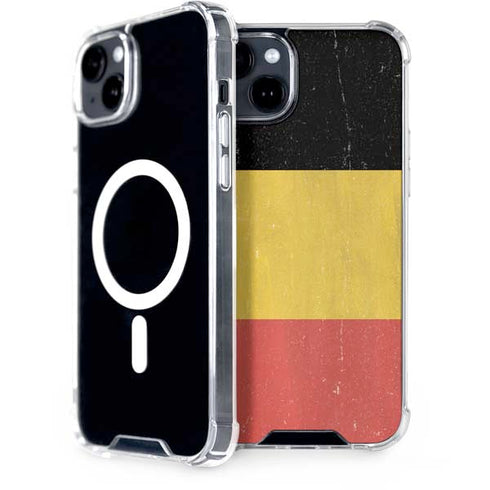 Belgium Flag Distressed iPhone 14 Plus MagSafe Case